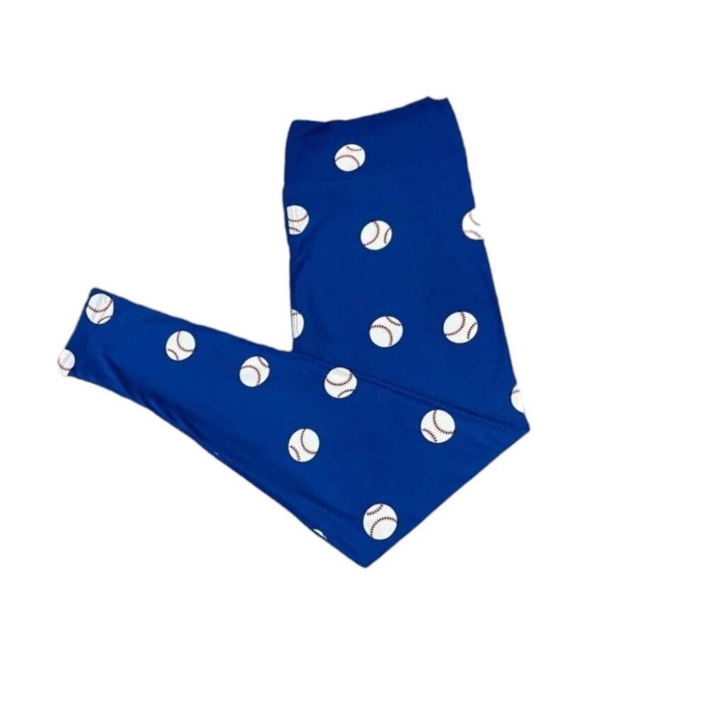 NEW TC LuLaRoe Blue Baseball Leggings Comfort Comfy T-Ball White Red Sport‎ Team